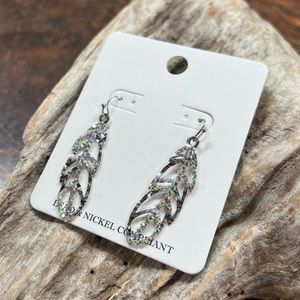 Silver Feather Dangle Earrings
